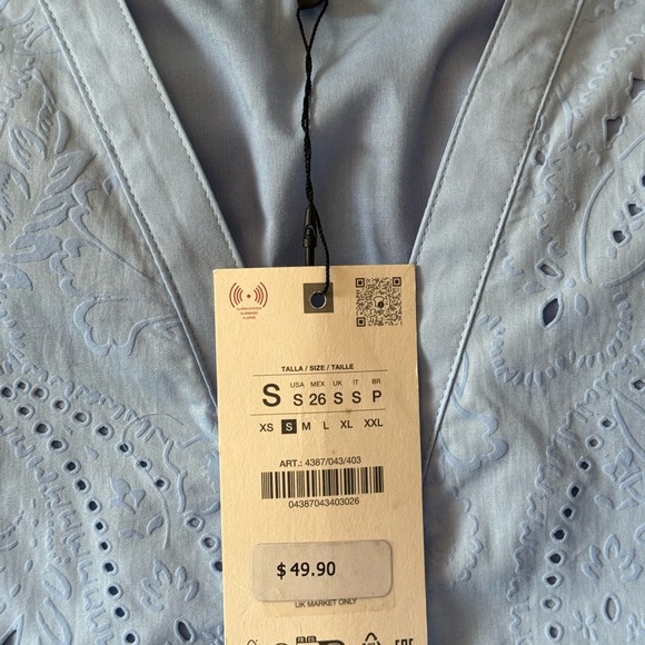 Zara Light Blue Mini Dress with Belt - Picture 3 of 3